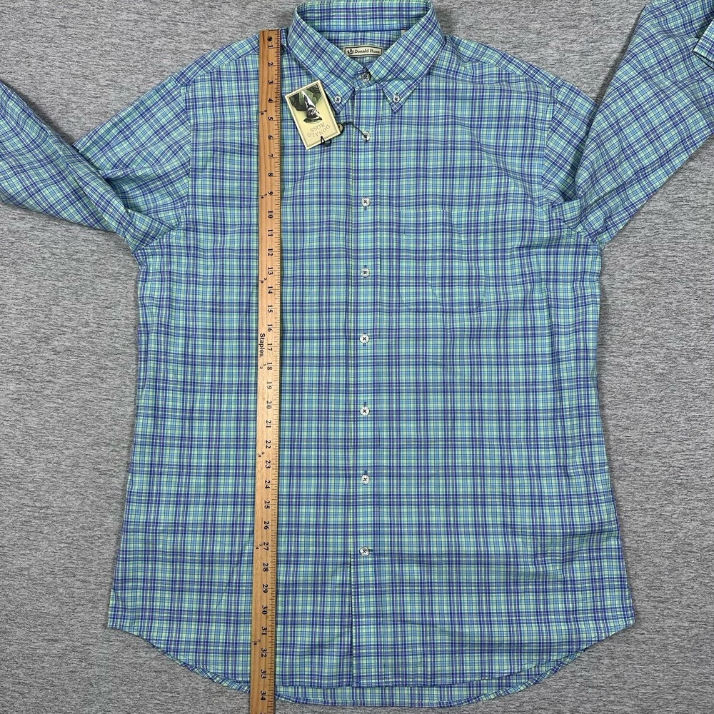 Donald Ross Shirt Mens Large Mint Plaid Long Sleeve Button Down City Preppy NEW - Picture 5 of 10